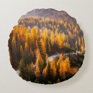 Great view of winding road. Dramatic and gorgeous Round Pillow