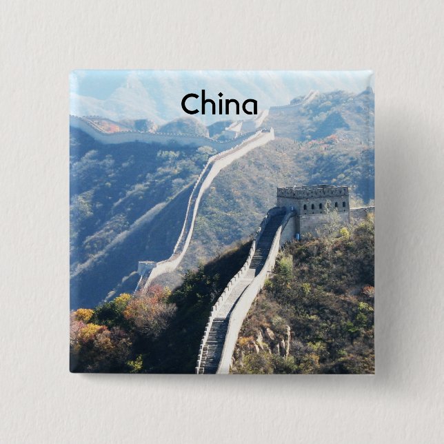 Great Wall of China 2 Inch Square Button (Front)