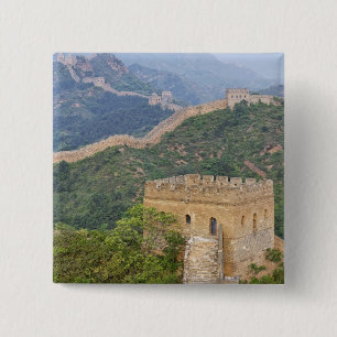 Great Wall of China at Jinshanling, China. 2 Inch Square Button