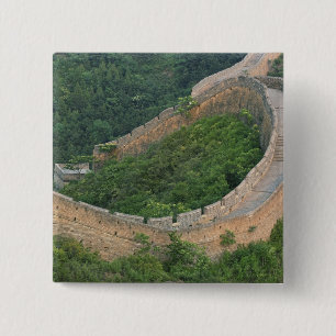 Great Wall of China at Jinshanling, China. 2 Inch Square Button