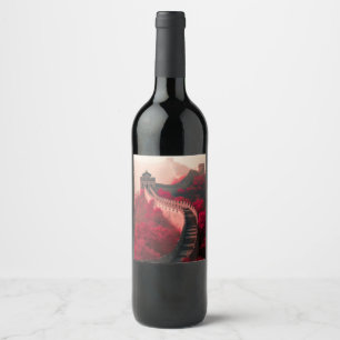 Great Wall of China Autumn Red Wine Bottle Label