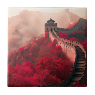 Great Wall of China in Autumn – Scenic Red Tile