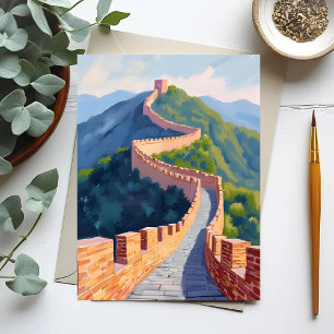 Great Wall of China Painting Postcard