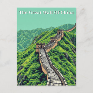 Great Wall of China Retro Vintage Travel Postcard