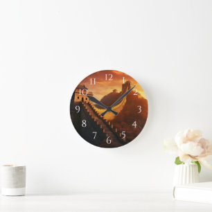 Great Wall of China Sunset – Majestic Round Clock