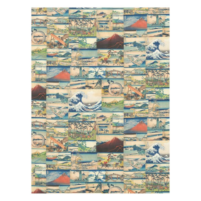 Great Wave Hokusai Mount Fuji Japanese Prints Tablecloth (Front)