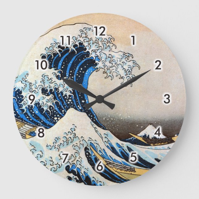 Great Wave, Hokusai, Ukiyo-e Large Clock (Front)