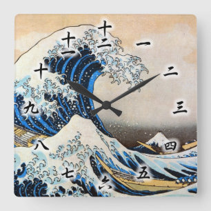 Great Wave, Hokusai, Ukiyo-e Square Wall Clock