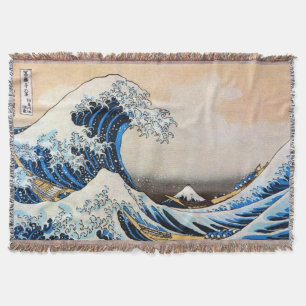 Great Wave, Hokusai, Ukiyo-e Throw Blanket