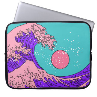 Great Wave in Vaporwave Pop Art style. View on the Laptop Sleeve