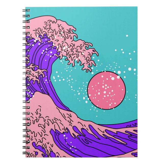 Great Wave in Vaporwave Pop Art style. View on the Notebook (Front)