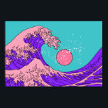 Great Wave in Vaporwave Pop Art style. View on the Poster<br><div class="desc">Great Wave in Vaporwave Pop Art style. View on the ocean's crest leap. Stylized line art illustration of 19th century Japanese print.
wave, vapour, japan, art, great, artwork, synthwave, graphic design, hokusai, background, japanese, storm, beautiful, crest, decor, minimalism, painting, water, asia, big, vintage, illustration, retro, </div>