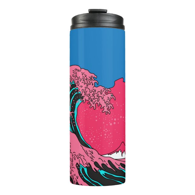 Great Wave in Vaporwave Pop Art style. View on the Thermal Tumbler (Front)