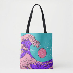 Great Wave in Vaporwave Pop Art style. View on the Tote Bag