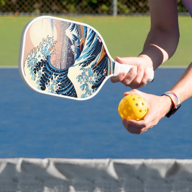 Great Wave inspired pink sakura aesthetic Pickleball Paddle (Insitu)