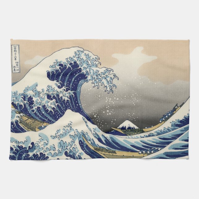 Great Wave Kanagawa Japanese Painting Kitchen Towel (Horizontal)