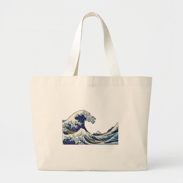 Great Wave Kanagawa Japanese Painting Large Tote Bag (Front)