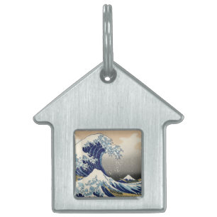 Great Wave Kanagawa Japanese Painting Pet Name Tag