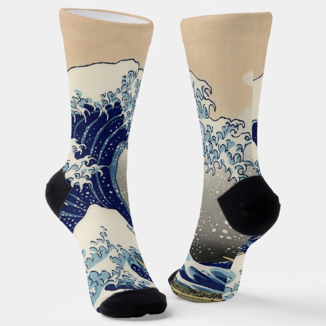Great Wave Kanagawa Japanese Painting Socks (Angled)