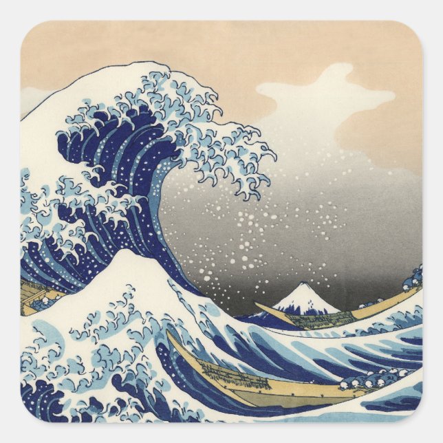 Great Wave Kanagawa Japanese Painting Square Sticker (Front)