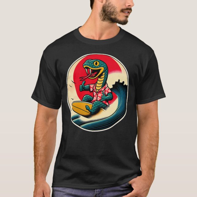 Great Wave Kanagawa Snake Surfing T-Shirt (Front)