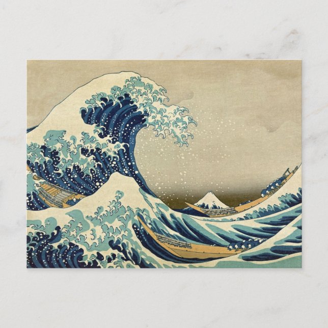 Great Wave Kanagawa Vintage Illustration Japanese Postcard (Front)
