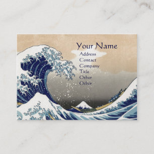 GREAT WAVE MONOGRAM  Pearl Paper Business Card