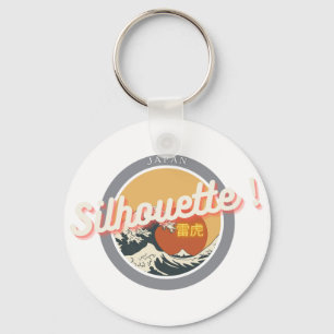 Great Wave & Neon Kanji – Retro Japanese Fuji Des Keychain