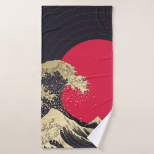 "Great Wave of kanagawa". Hokusai, Japanese wave i Bath Towel