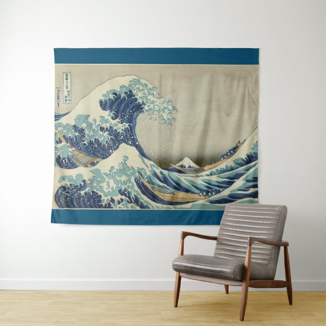 Great Wave off Kanagawa by Hokusai GalleryHD Tapestry (In Situ (Horizontal))