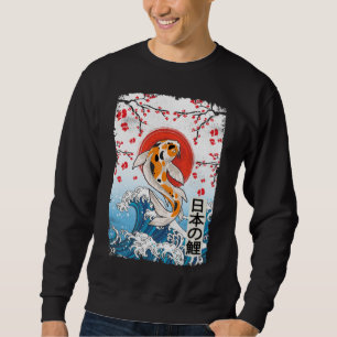 Great Wave off Kanagawa Cherry Blossom Koi Fish Sweatshirt