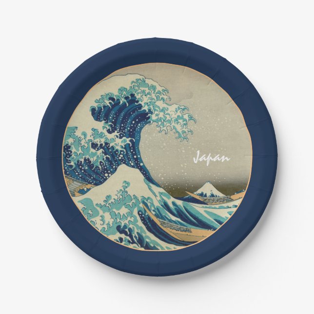 Great Wave off Kanagawa & Japanese Art /Japan Pape Paper Plate (Front)