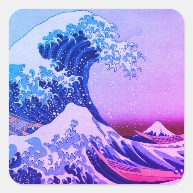 Great Wave off Kanagawa & Japanese Art /Japan Square Sticker (Front)