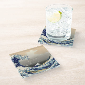 Great Wave off Kanagawa & Mount Fuji Japan Sea Glass Coaster