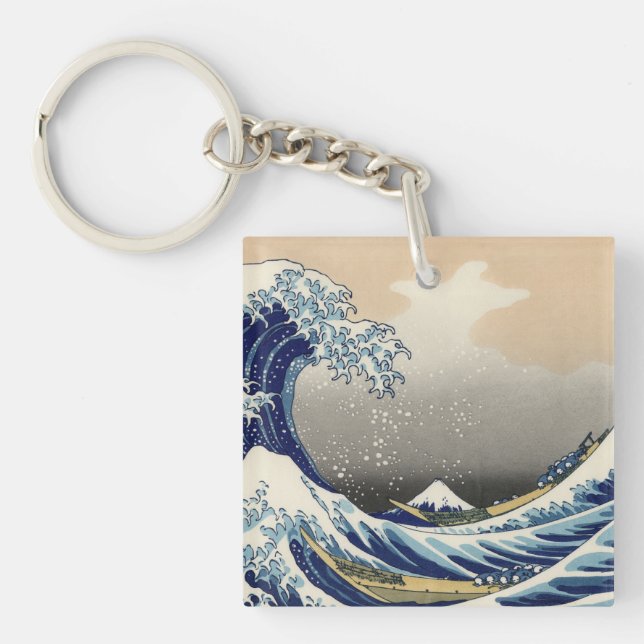 Great Wave off Kanagawa & Mount Fuji Japan Sea Keychain (Front)