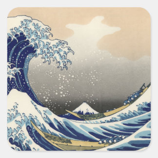 Great Wave off Kanagawa & Mount Fuji Japan Sea Square Sticker