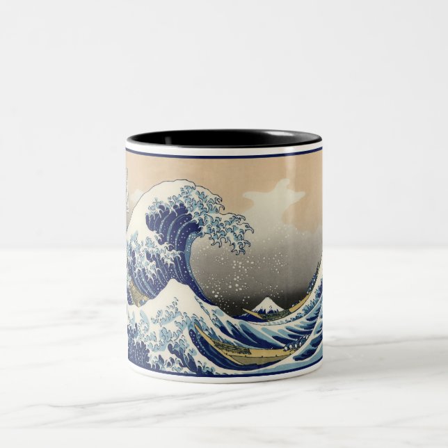 Great Wave off Kanagawa & Mount Fuji Japan Sea Two-Tone Coffee Mug (Center)
