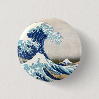 Great Wave Off Kanagawa Vintage Japanese Fine 1 Inch Round Button
