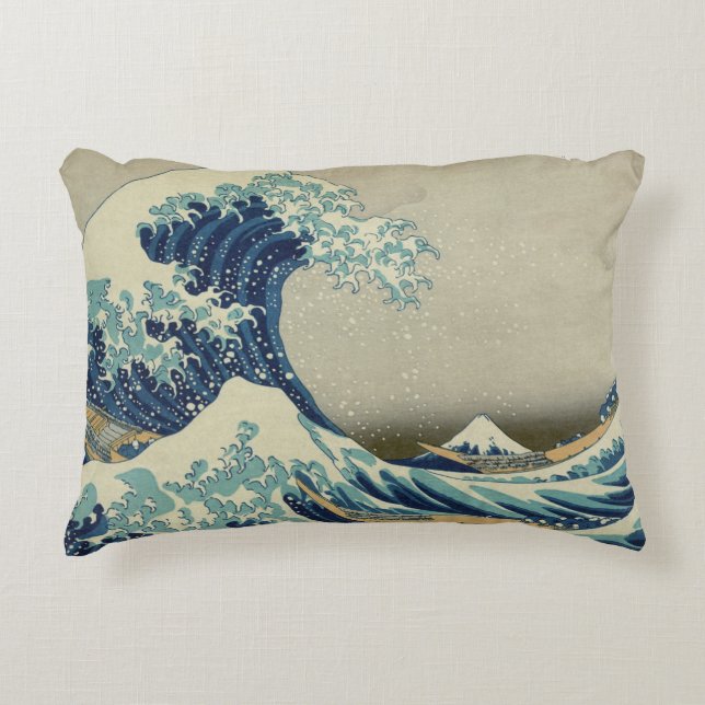 Great Wave Off the Coast of Kanagawa by Hokusai Decorative Pillow (Front)