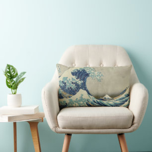 Great Wave Off the Coast of Kanagawa by Hokusai Lumbar Pillow
