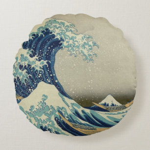 Great Wave Off the Coast of Kanagawa by Hokusai Round Pillow