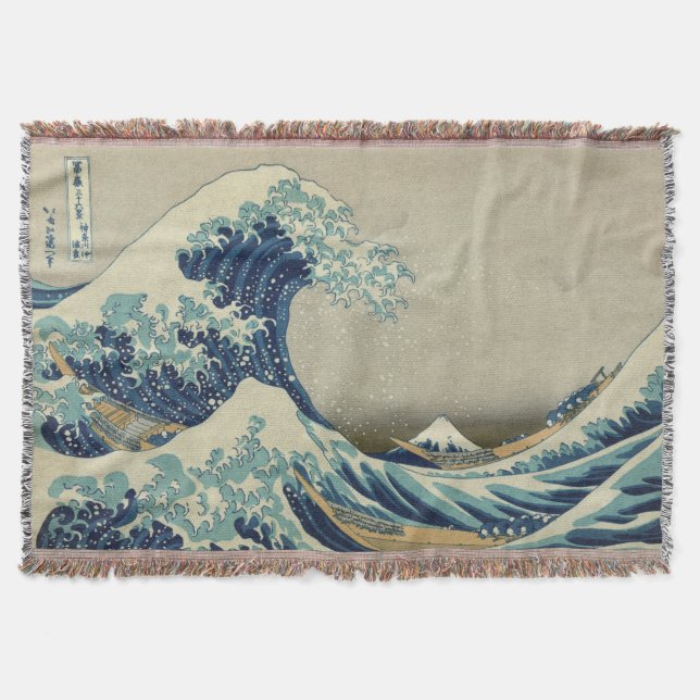 Great Wave Off the Coast of Kanagawa by Hokusai Throw Blanket (Front)