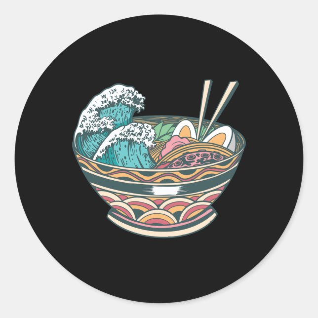 GREAT WAVE RAMEN CLASSIC ROUND STICKER (Front)
