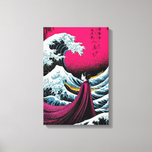 Great Wave Remix with Elegant Japanese Woman Canvas Print