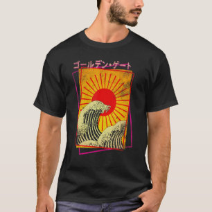 Great Wave Rising Sun Japan Japanese Vaporwave T-Shirt