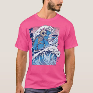 Great Wave Skeleton Art Painting  T-Shirt