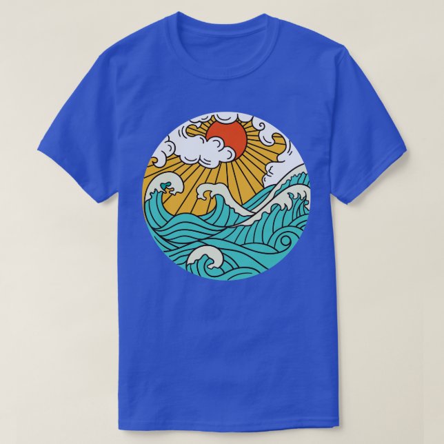 Great Wave Sun Illustration  T-Shirt (Design Front)