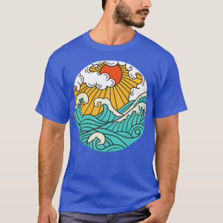 Great Wave Sun Illustration  T-Shirt