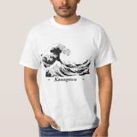 "Great Wave" T-Shirt, Black and White Size L