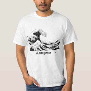 "Great Wave" T-Shirt, Black and White Size L T-Shirt